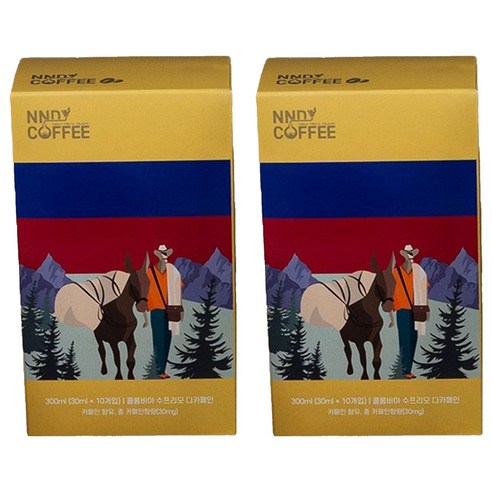 뉴앤디커피 콜드브루 더치커피 콜롬비아 수프리모 디카페인, 2개, 10개입, 30ml