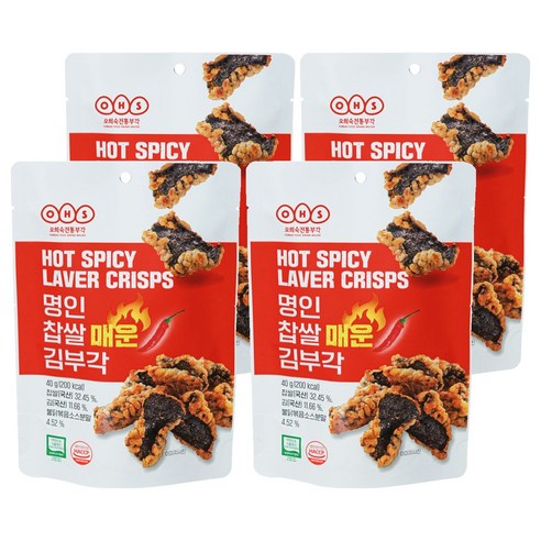 오희숙전통부각 명인 찹쌀 매운 김부각, 4개, 40g