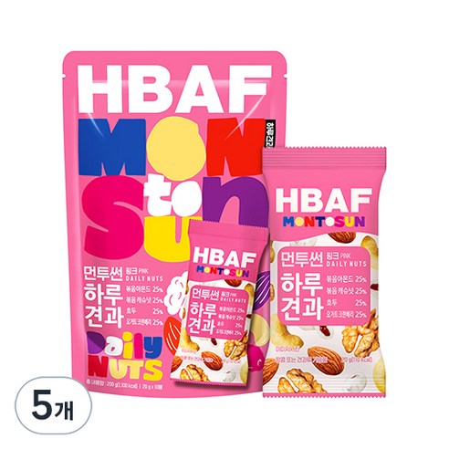 바프 먼투썬 하루견과 핑크, 200g, 5개