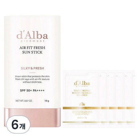 [비건뷰티] 달바 에어 핏 프레쉬 선스틱 SPF50+ PA++++, 19g, 6개