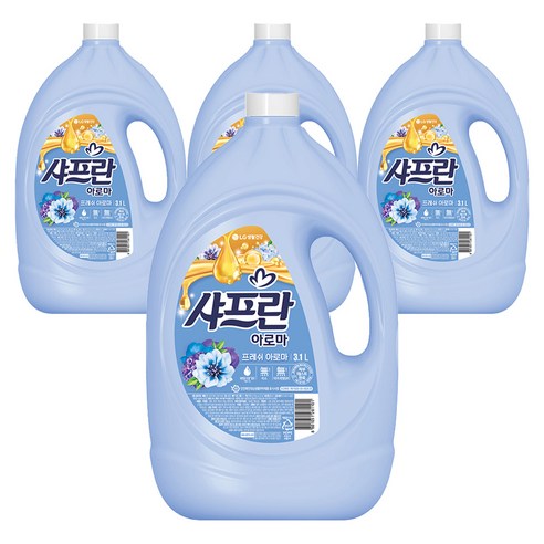  샤프란 아로마 섬유유연제 프레쉬 아로마 본품, 3.1L, 4개 