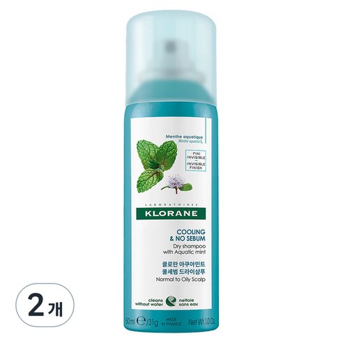클로란 아쿠아민트 쿨세범 기내용 여행용 드라이 샴푸, 50ml, 2개
