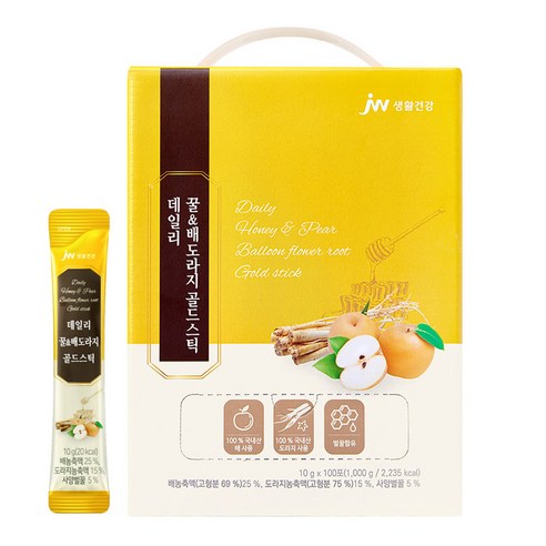 JW생활건강 데일리 꿀 배도라지 골드 스틱 100p, 1kg