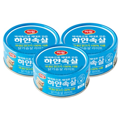 하림 하얀속살 닭가슴살 라이트 통조림, 150g, 3개