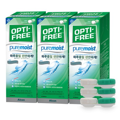 옵티프리 퓨어모이스트 렌즈세정액 + 렌즈케이스, 300ml, 3세트