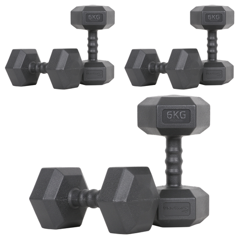 아이워너 맨즈 육각아령 블랙, 6kg, 6개
