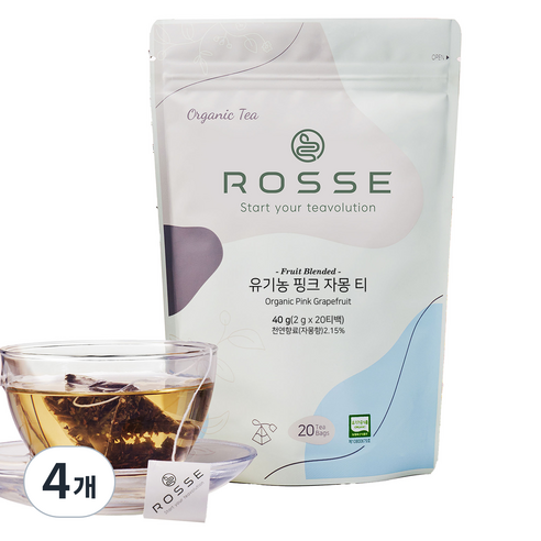 로쎄 유기농 핑크 자몽 티 40g, 20개입, 4개, 2g