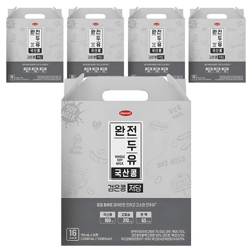 한미 완전두유 국산콩 검은콩 저당, 190ml, 80개 none 섬네일