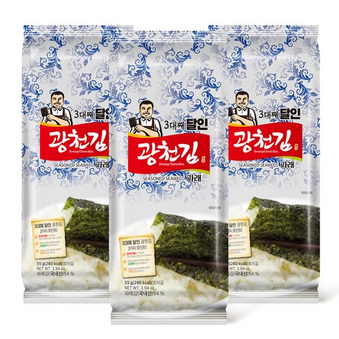 광천김 3대째 달인 파래 식탁김, 55g, 3개