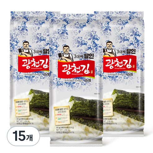 광천김 3대째 달인 파래 식탁김, 55g, 15개