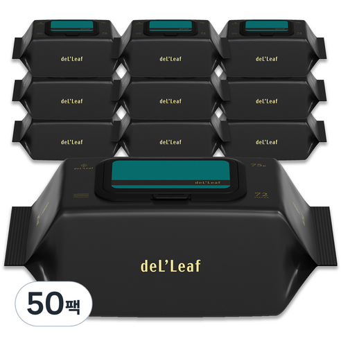 델리프 도톰 엠보싱 저자극 물티슈 넘버 세븐 카키 캡형 75gsm, 72매, 50개
