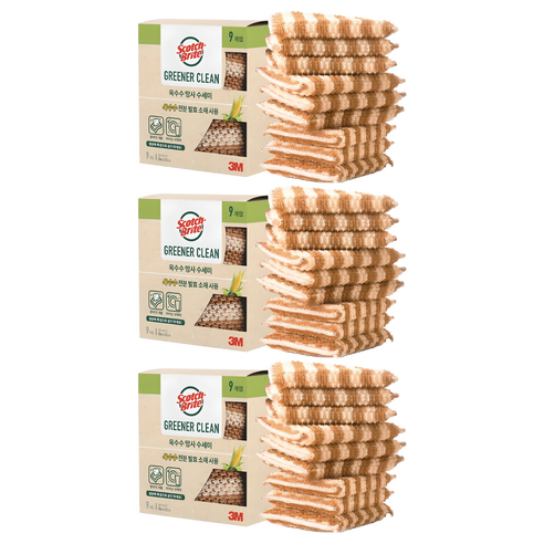 스카치브라이트 옥수수 망사수세미, 9개입, 3개