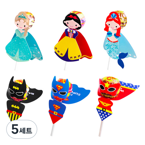 인디케이 프린세스 히어로 혼합 6종 막대사탕페이퍼 36p, 혼합색상, 5세트