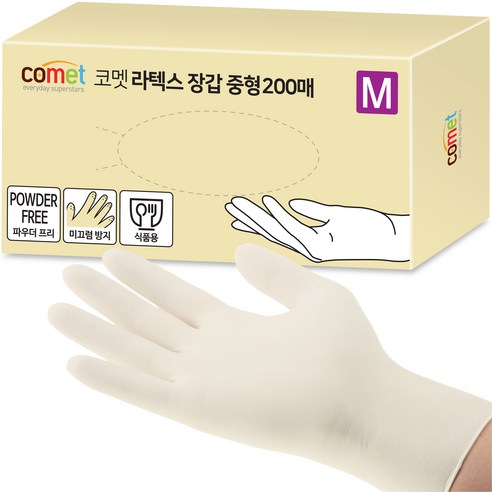  쓰리엠 니트릴 위생장갑 M, 화이트, 중(M), 1개 주방용품 코멧 라텍스 장갑 중형 M, 200개, 1개