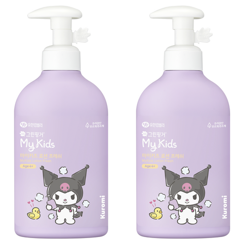 그린핑거 마이키즈 프레쉬 산리오 쿠로미 키즈 로션 그리너리향, 320ml, 2세트