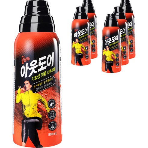 애경 울샴푸 아웃도어 기능성의류 전용세제, 800ml, 6개