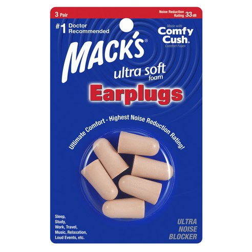 Macks 소프트 폼 울트라소프트 소음방지 이어플러그 6p, 1개, 3쌍