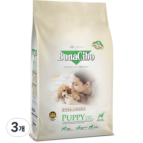 보나시보 퍼피 스몰바이트 애견 건식사료, 양, 1.2kg, 3개