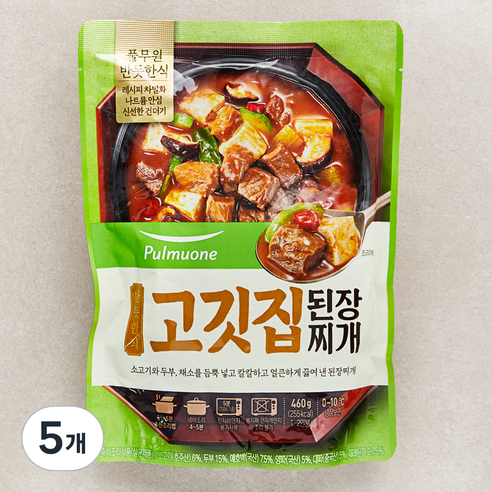 풀무원 반듯한식 고깃집 된장찌개, 460g, 5개