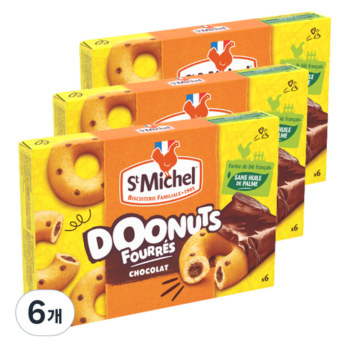생미쉘 초콜릿 필링 도넛 6p, 180g, 6개