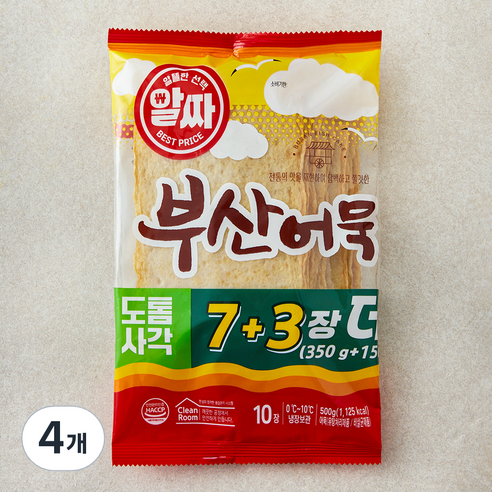 한성기업 알짜 부산어묵 도톰 사각 10장, 500g, 4개