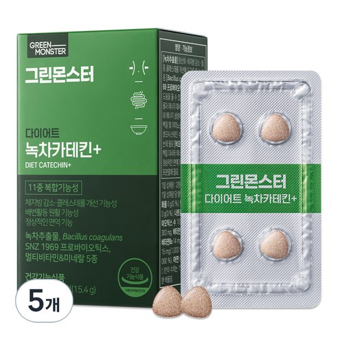 그린몬스터 다이어트 녹차카테킨+ 15.4g, 28정, 5개