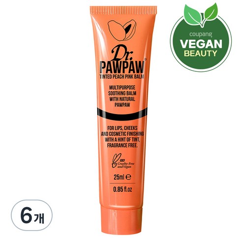 닥터포포 틴티드 컬러 멀티밤, 피치핑크, 25ml, 6개