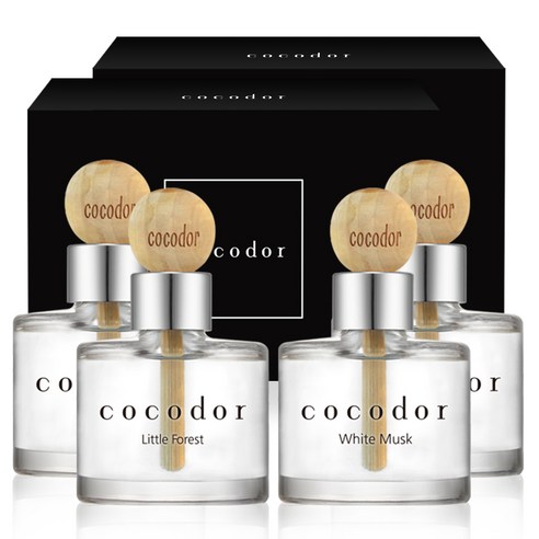 코코도르 우드볼 차량용디퓨저 50ml 2개입, 리틀 포레스트, 화이트 머스크, 2세트