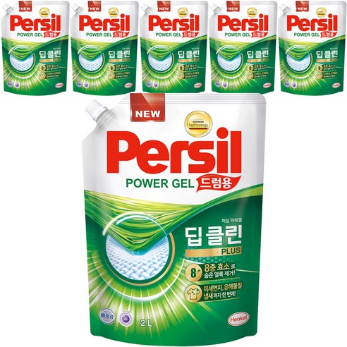 퍼실 딥클린 플러스 파워젤 액상세제 드럼용 리필, 2L, 6개