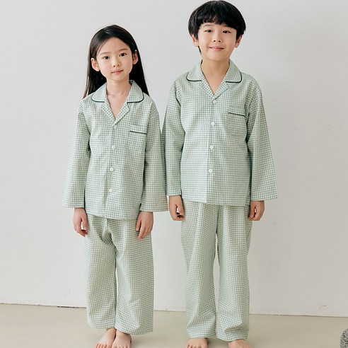 레브컴퍼니 아동용 스몰 메론 체크 파자마 상하의 세트