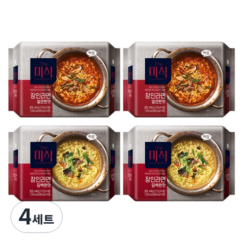 The미식 장인라면 얼큰한맛 4p + 담백한맛 4p 세트, 4세트