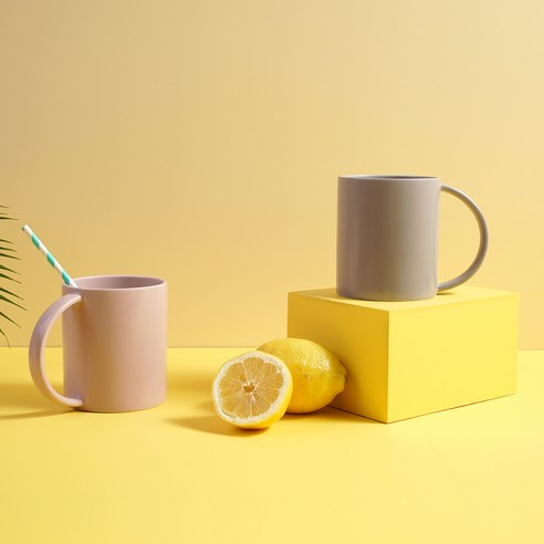 보울보울 국산 볼볼홈파티 빅머그 600ml, 애쉬그레이 + 파우더핑크, 2개