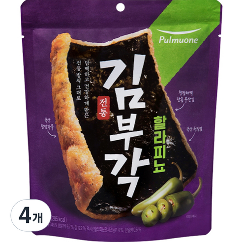 풀무원 전통 김부각 할라피뇨, 50g, 4개