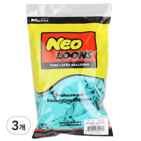 네오룬스 30cm 라운드풍선 50p, 스탠다드 아쿠아블루, 3세트