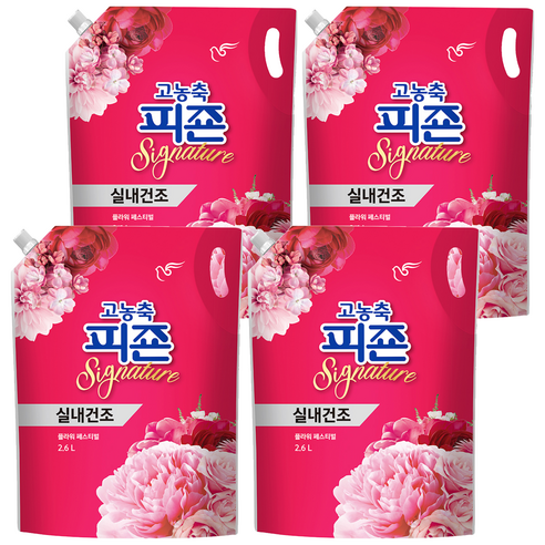 피죤 고농축 시그니처 섬유유연제 플라워페스티벌, 2.6L, 4개