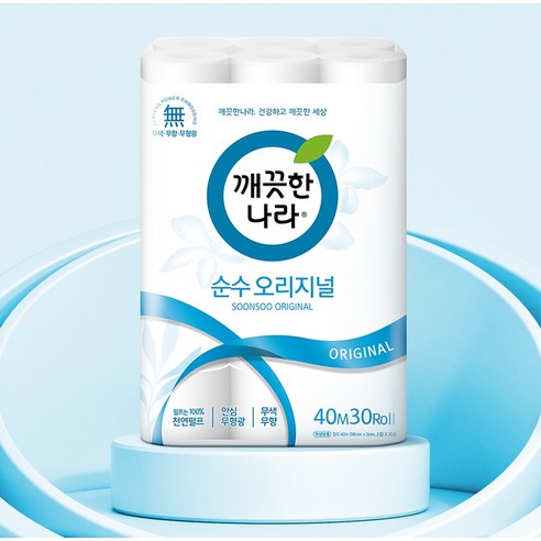 깨끗한나라 순수 오리지널 천연펄프 화장지 40m, 30개입, 1개