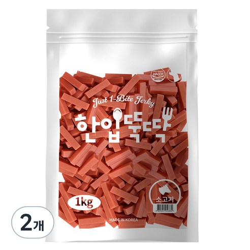 한입뚝딱 강아지 대용량 져키 간식, 소고기맛, 1kg, 2개