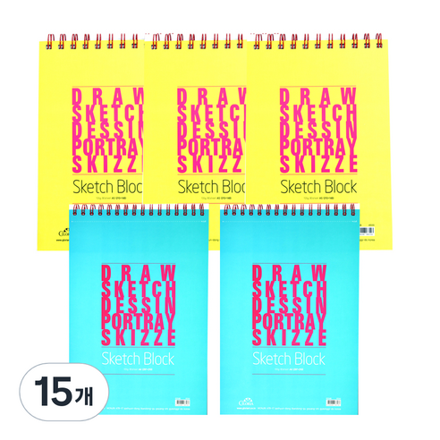 글로리아 스케치블럭 색상랜덤 105g, B6, 80매, 15개