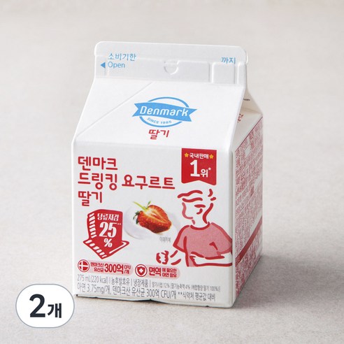 덴마크 드링킹 요구르트 딸기, 275ml, 1개입, 2개