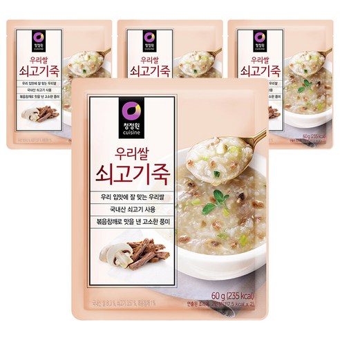 청정원 우리쌀 쇠고기죽, 60g, 4개
