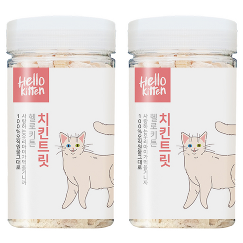 헬로키튼 고양이 치킨트릿 동결건조간식, 치킨, 100g, 2개