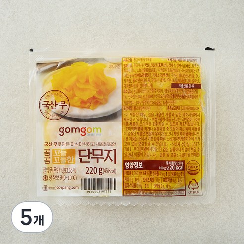 곰곰 꼬들꼬들한 단무지, 220g, 5개