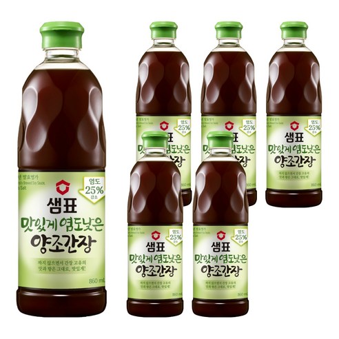 샘표 맛있게 염도낮은 양조간장, 860ml, 6개