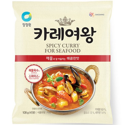 청정원 카레여왕 해물과 잘 어울리는 매콤한 맛 4인분, 108g, 1개