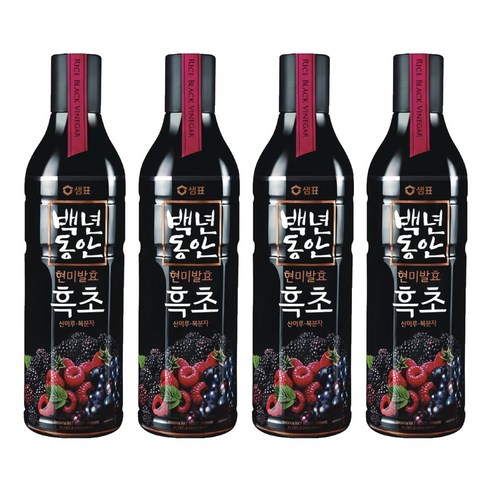 샘표 백년동안 산머루 복분자 현미발효 흑초, 900ml, 4개