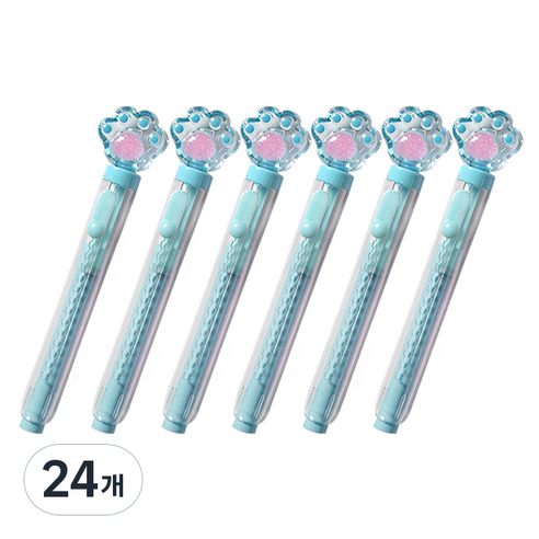 푸쉬 슬라이드 냥이 지우개, 블루, 24개