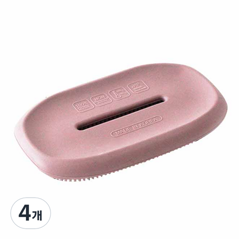 키친팩토리 파스텔 실리콘 뽀송 비누받침 사각, 핑크, 4개