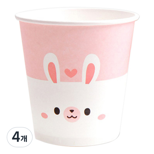 조이풀 애니멀 토끼 종이컵 190ml, 100개입, 4개