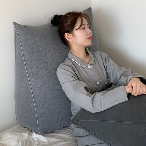 집콕 삼각 등받이 쿠션 캔버스, 차콜