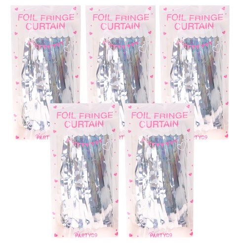 리빙다 파티장식 은박수술커튼 5p, 홀로그램실버, 5개